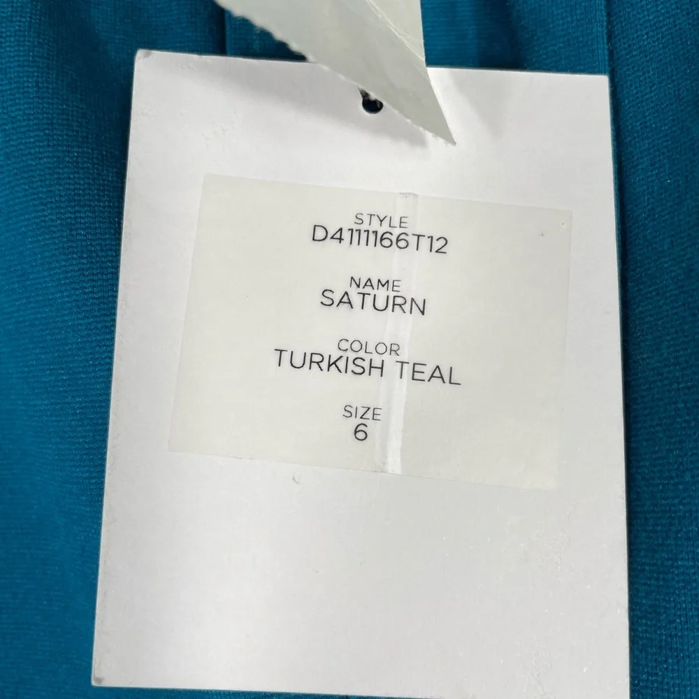 Diane Von Furstenberg Saturn Teal Short Sleeve Sheath Dress.